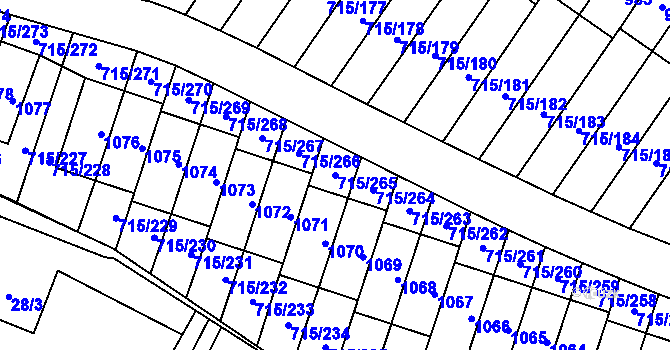 Parcela st. 715/265 v KÚ Výškovice u Ostravy, Katastrální mapa