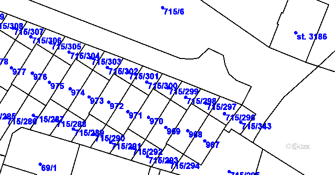 Parcela st. 715/299 v KÚ Výškovice u Ostravy, Katastrální mapa