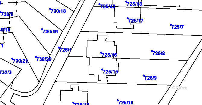 Parcela st. 725/16 v KÚ Výškovice u Ostravy, Katastrální mapa