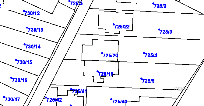 Parcela st. 725/20 v KÚ Výškovice u Ostravy, Katastrální mapa