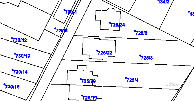 Parcela st. 725/22 v KÚ Výškovice u Ostravy, Katastrální mapa