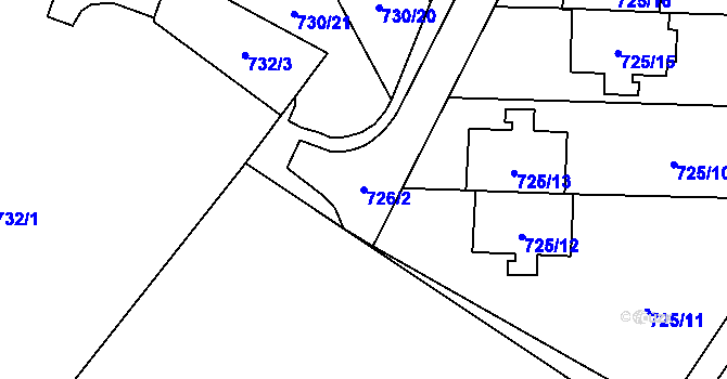 Parcela st. 726/2 v KÚ Výškovice u Ostravy, Katastrální mapa