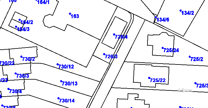 Parcela st. 726/3 v KÚ Výškovice u Ostravy, Katastrální mapa