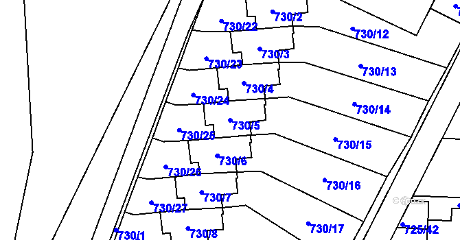 Parcela st. 730/5 v KÚ Výškovice u Ostravy, Katastrální mapa