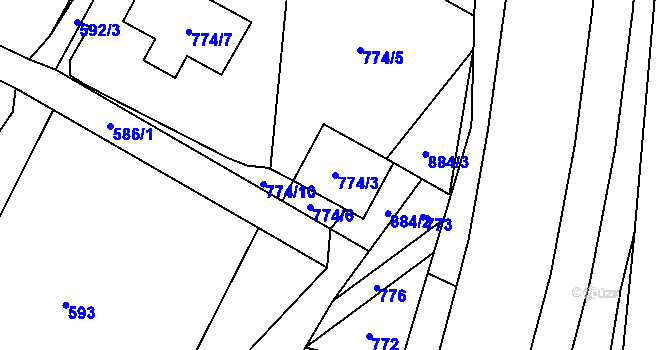 Parcela st. 774/3 v KÚ Výškovice u Ostravy, Katastrální mapa