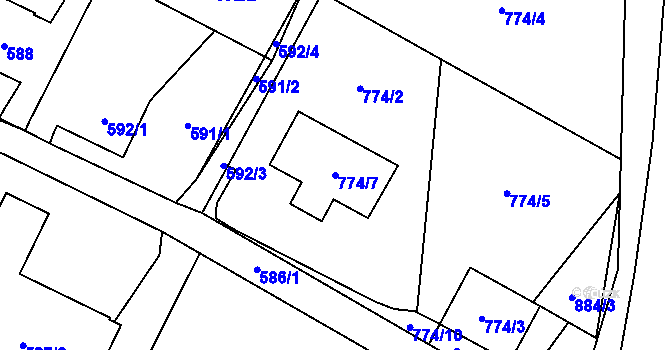 Parcela st. 774/7 v KÚ Výškovice u Ostravy, Katastrální mapa