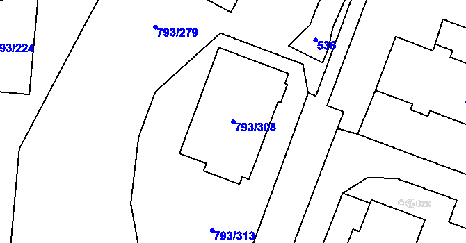 Parcela st. 793/308 v KÚ Výškovice u Ostravy, Katastrální mapa