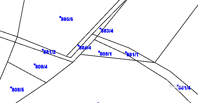 Parcela st. 808/1 v KÚ Výškovice u Ostravy, Katastrální mapa