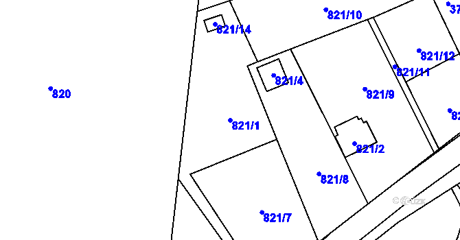 Parcela st. 821/1 v KÚ Výškovice u Ostravy, Katastrální mapa