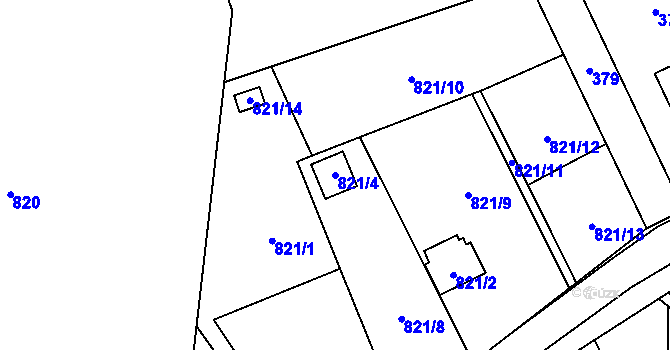 Parcela st. 821/4 v KÚ Výškovice u Ostravy, Katastrální mapa