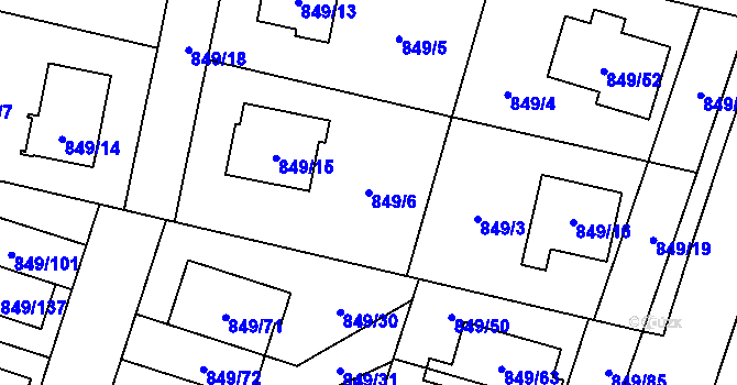 Parcela st. 849/6 v KÚ Výškovice u Ostravy, Katastrální mapa
