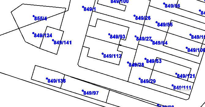 Parcela st. 849/112 v KÚ Výškovice u Ostravy, Katastrální mapa