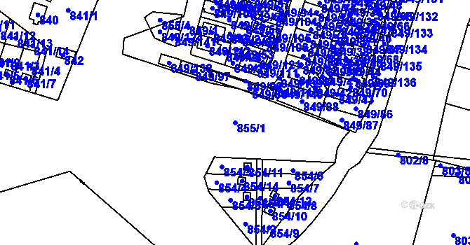 Parcela st. 855/1 v KÚ Výškovice u Ostravy, Katastrální mapa