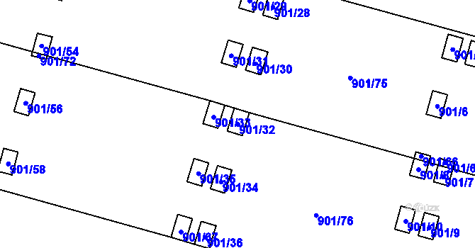 Parcela st. 901/32 v KÚ Výškovice u Ostravy, Katastrální mapa