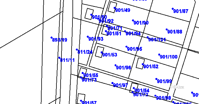 Parcela st. 901/53 v KÚ Výškovice u Ostravy, Katastrální mapa