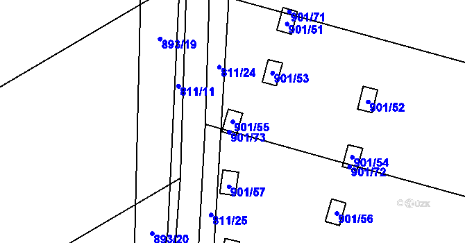 Parcela st. 901/55 v KÚ Výškovice u Ostravy, Katastrální mapa