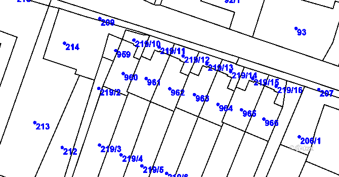Parcela st. 962 v KÚ Výškovice u Ostravy, Katastrální mapa