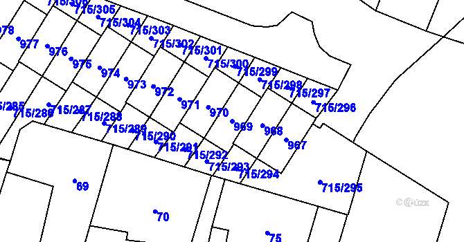 Parcela st. 969 v KÚ Výškovice u Ostravy, Katastrální mapa