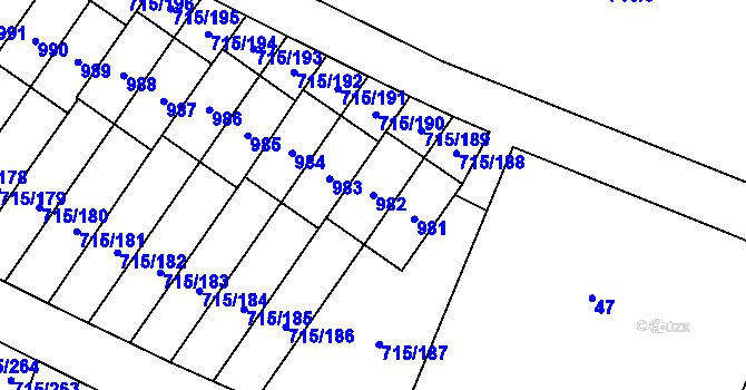 Parcela st. 982 v KÚ Výškovice u Ostravy, Katastrální mapa