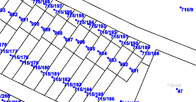 Parcela st. 984 v KÚ Výškovice u Ostravy, Katastrální mapa