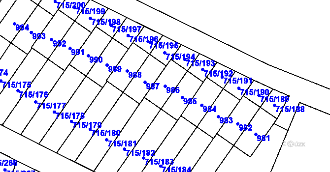 Parcela st. 986 v KÚ Výškovice u Ostravy, Katastrální mapa