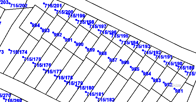 Parcela st. 988 v KÚ Výškovice u Ostravy, Katastrální mapa