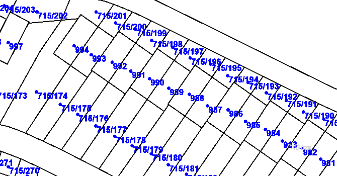 Parcela st. 989 v KÚ Výškovice u Ostravy, Katastrální mapa