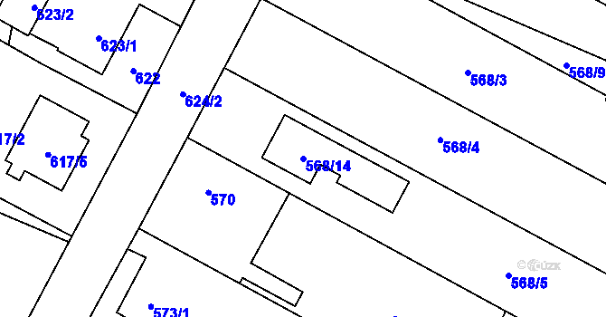 Parcela st. 568/14 v KÚ Výškovice u Ostravy, Katastrální mapa