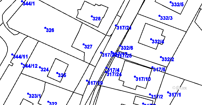 Parcela st. 317/20 v KÚ Výškovice u Ostravy, Katastrální mapa