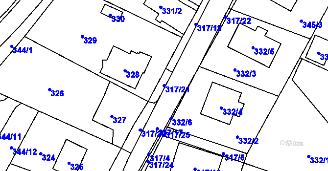 Parcela st. 317/21 v KÚ Výškovice u Ostravy, Katastrální mapa