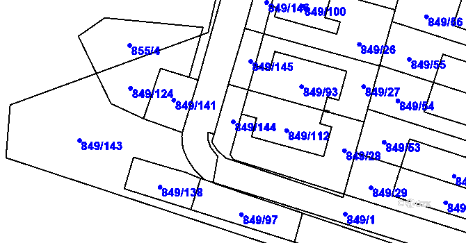 Parcela st. 849/144 v KÚ Výškovice u Ostravy, Katastrální mapa