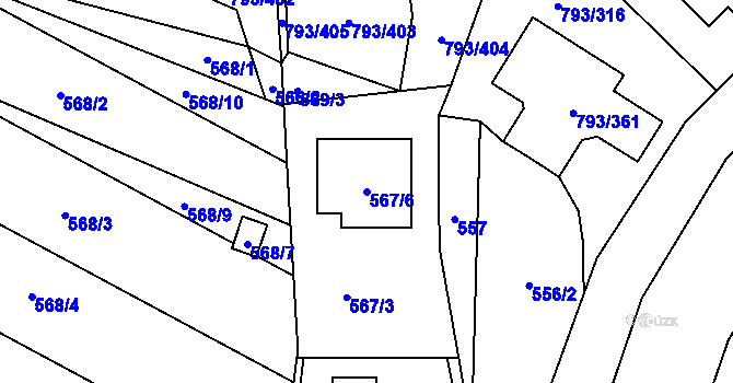 Parcela st. 567/6 v KÚ Výškovice u Ostravy, Katastrální mapa