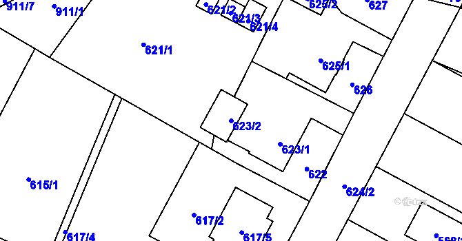 Parcela st. 623/2 v KÚ Výškovice u Ostravy, Katastrální mapa