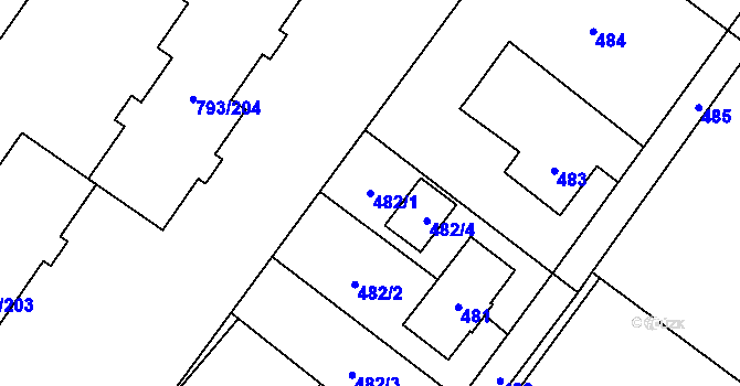 Parcela st. 482/1 v KÚ Výškovice u Ostravy, Katastrální mapa