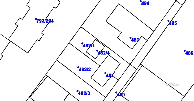 Parcela st. 482/4 v KÚ Výškovice u Ostravy, Katastrální mapa