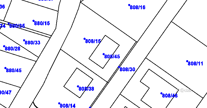 Parcela st. 808/45 v KÚ Výškovice u Ostravy, Katastrální mapa