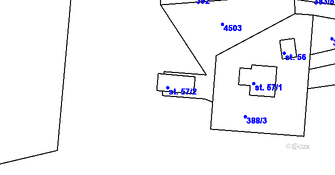 Parcela st. 57/2 v KÚ Staré Hamry 2, Katastrální mapa