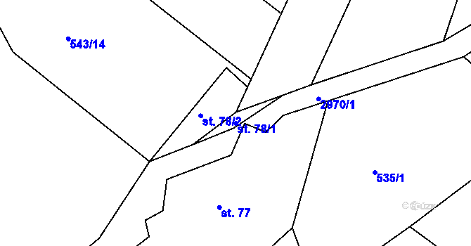 Parcela st. 78/1 v KÚ Staré Hamry 2, Katastrální mapa