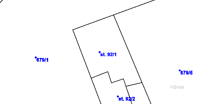 Parcela st. 92/1 v KÚ Staré Hamry 2, Katastrální mapa