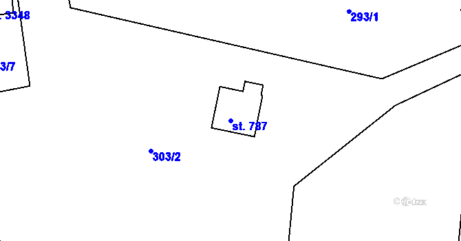 Parcela st. 787 v KÚ Staré Hamry 2, Katastrální mapa