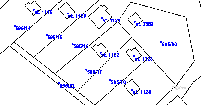 Parcela st. 1122 v KÚ Staré Hamry 2, Katastrální mapa