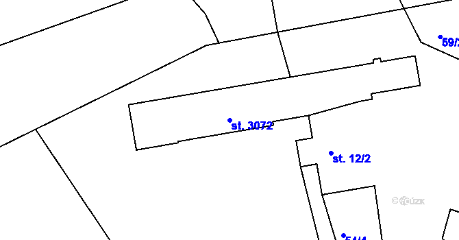 Parcela st. 3072 v KÚ Staré Hamry 2, Katastrální mapa