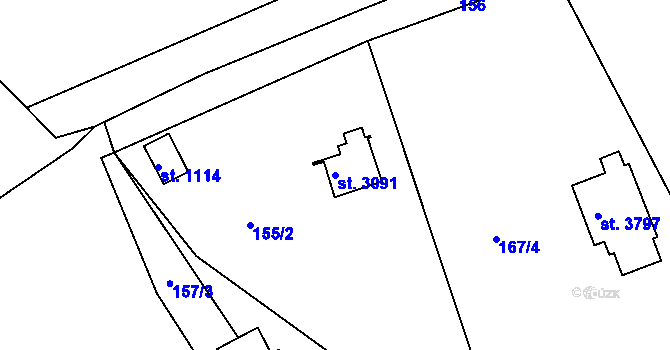 Parcela st. 3091 v KÚ Staré Hamry 2, Katastrální mapa