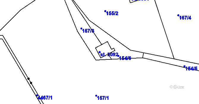 Parcela st. 3092 v KÚ Staré Hamry 2, Katastrální mapa