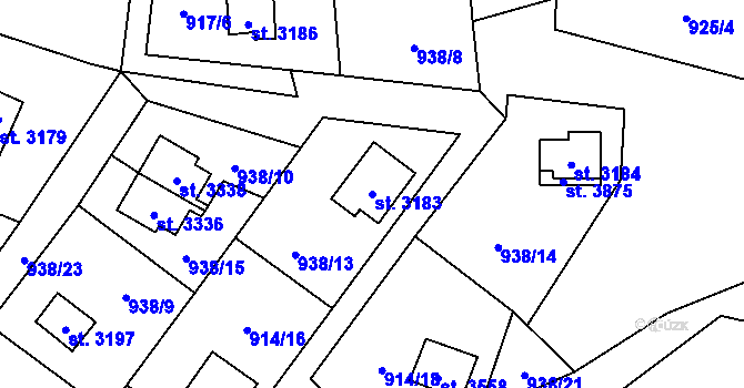 Parcela st. 3183 v KÚ Staré Hamry 2, Katastrální mapa