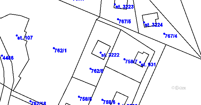 Parcela st. 3222 v KÚ Staré Hamry 2, Katastrální mapa