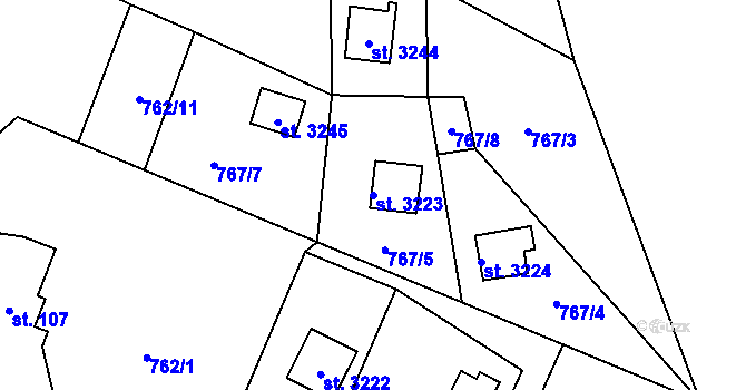 Parcela st. 3223 v KÚ Staré Hamry 2, Katastrální mapa