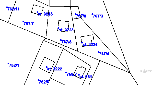 Parcela st. 3224 v KÚ Staré Hamry 2, Katastrální mapa