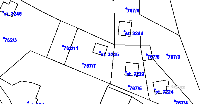 Parcela st. 3245 v KÚ Staré Hamry 2, Katastrální mapa