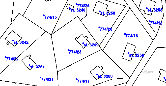 Parcela st. 3259 v KÚ Staré Hamry 2, Katastrální mapa